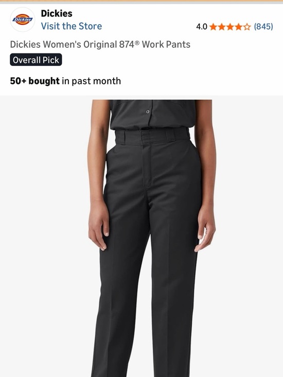 Dickies Pants - Dickies Women's Black High-Rise Straight Work Trousers